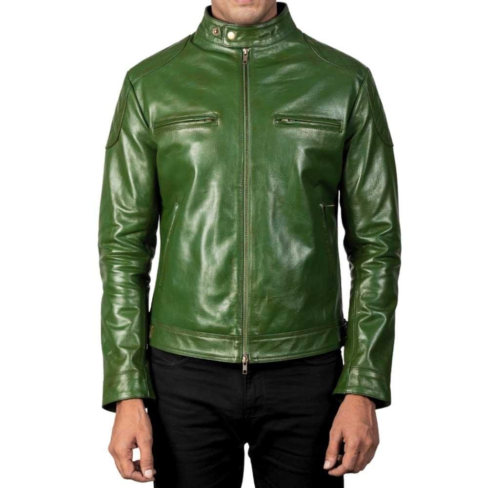 mens_green_leather_jacket__Idrees_Leather
